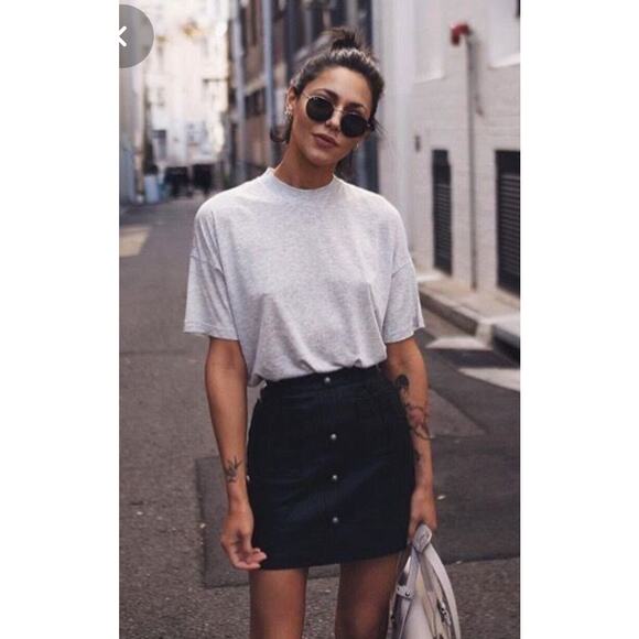 Vintage French 100% Wool Black Button Down Mini Pencil Skirt XS - Picture 1 of 9